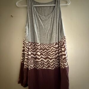 24/7 Comfort Apparel Gray and Brown Tank Top